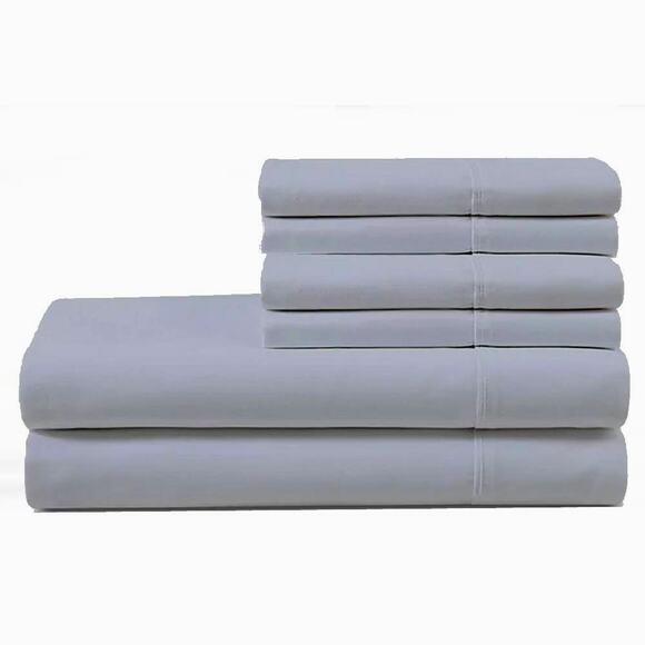 6-PC KING Microfiber Gray / Grey Sheet Set  1 Fitted & Flat & 4 Pillow Cases - Picture 1 of 9